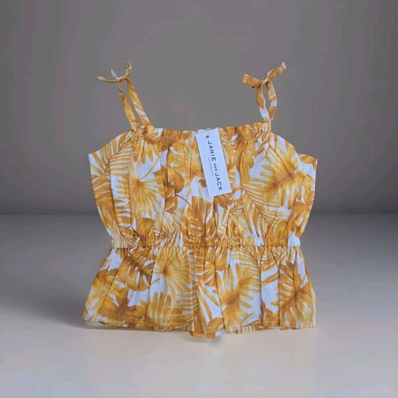 NWT Janie and Jack Toddler‎ Girl's Palm Peplum Top Golden Apricot Palm Size 5T - Picture 1 of 5